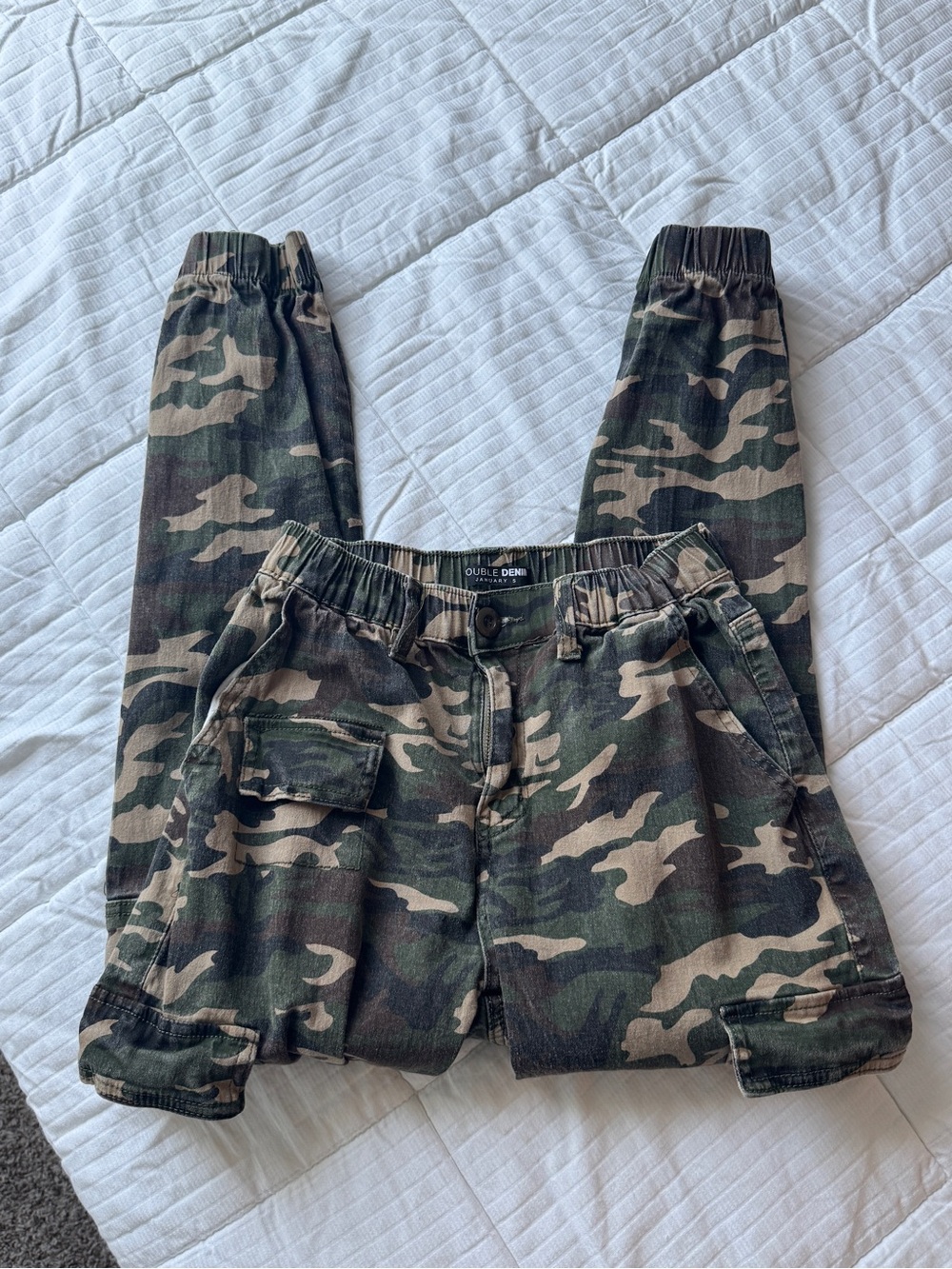 Double Denim camo cargo jogger pants women’s stretch utility y2k size S